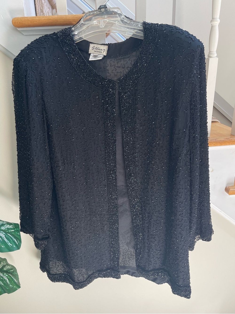 Vintg Stenay 3XL 100% Silk Fully Beaded Evening Jacket